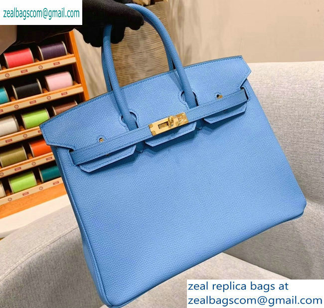 Hermes Birkin 25cm Bag in Original Epsom Leather Sky Blue