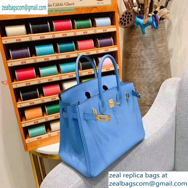 Hermes Birkin 25cm Bag in Original Epsom Leather Sky Blue - Click Image to Close