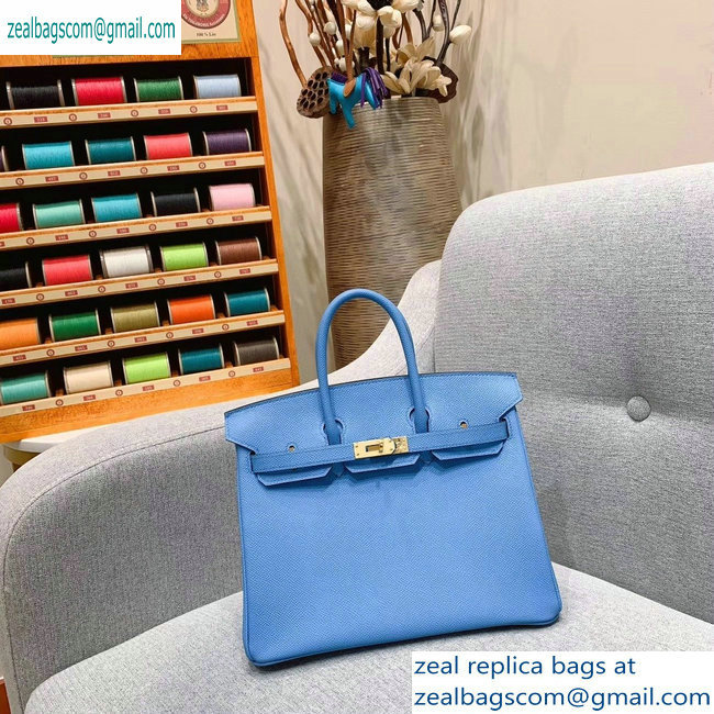 Hermes Birkin 25cm Bag in Original Epsom Leather Sky Blue