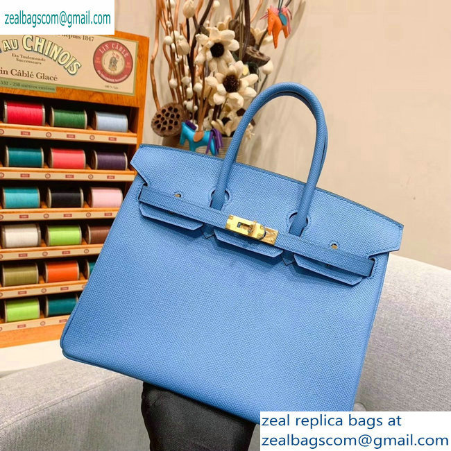 Hermes Birkin 25cm Bag in Original Epsom Leather Sky Blue