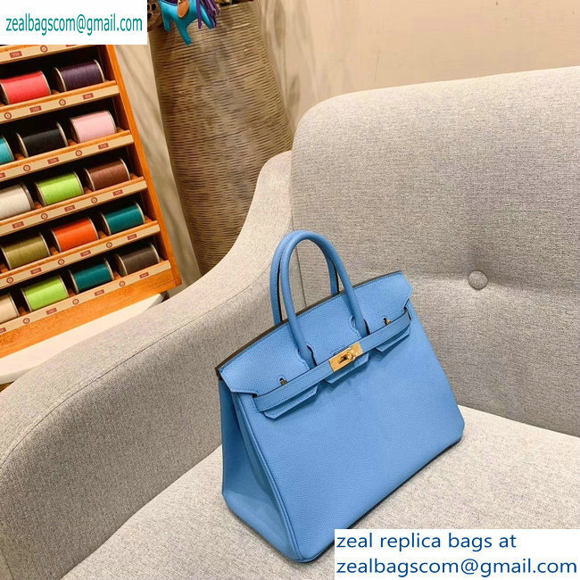 Hermes Birkin 25cm Bag in Original Epsom Leather Sky Blue - Click Image to Close