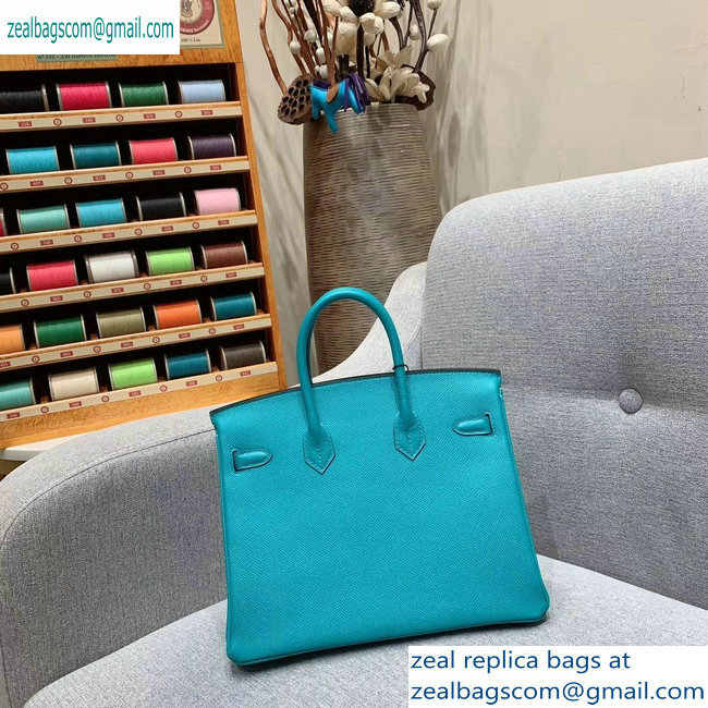 Hermes Birkin 25cm Bag in Original Epsom Leather Turquoise - Click Image to Close