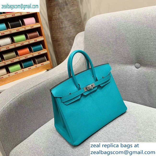 Hermes Birkin 25cm Bag in Original Epsom Leather Turquoise - Click Image to Close