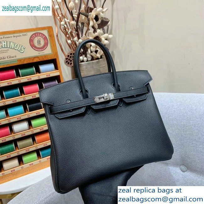 Hermes Birkin 25cm Bag in Original Togo Leather Black - Click Image to Close