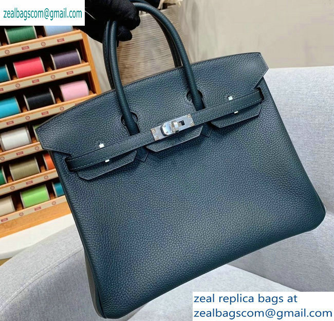 Hermes Birkin 25cm Bag in Original Togo Leather Blackish Green