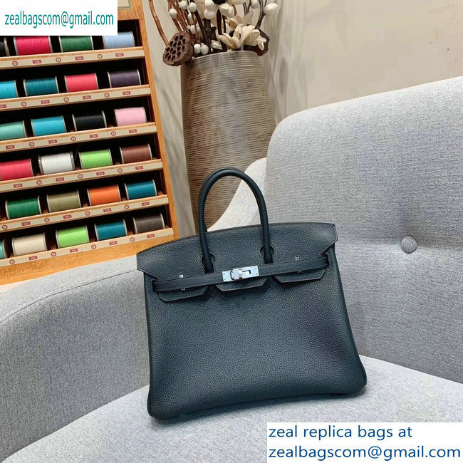 Hermes Birkin 25cm Bag in Original Togo Leather Blackish Green