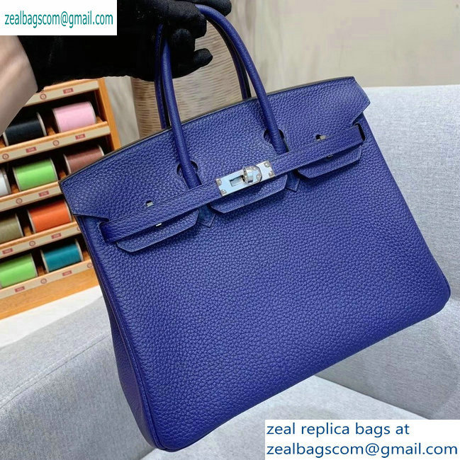 Hermes Birkin 25cm Bag in Original Togo Leather Blue