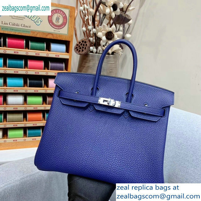 Hermes Birkin 25cm Bag in Original Togo Leather Blue