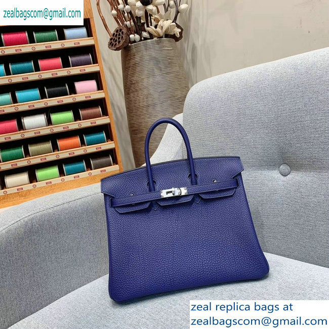 Hermes Birkin 25cm Bag in Original Togo Leather Blue