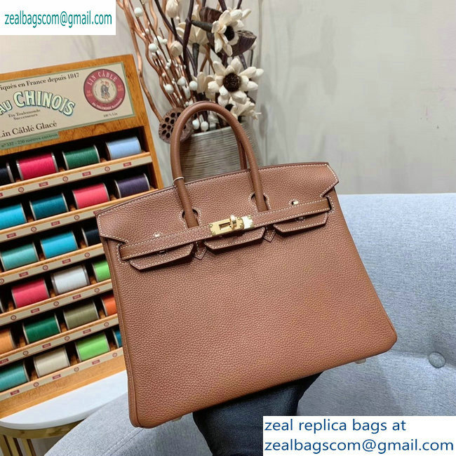 Hermes Birkin 25cm Bag in Original Togo Leather Brown - Click Image to Close