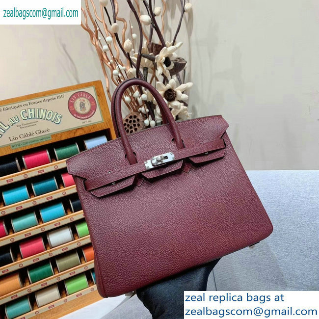 Hermes Birkin 25cm Bag in Original Togo Leather Burgundy