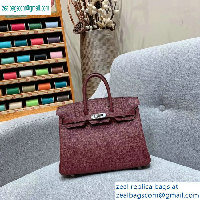 Hermes Birkin 25cm Bag in Original Togo Leather Burgundy