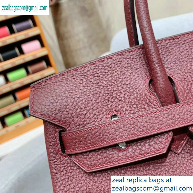 Hermes Birkin 25cm Bag in Original Togo Leather Burgundy - Click Image to Close