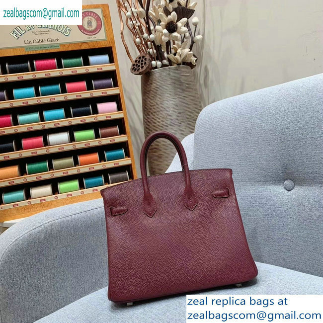 Hermes Birkin 25cm Bag in Original Togo Leather Burgundy - Click Image to Close