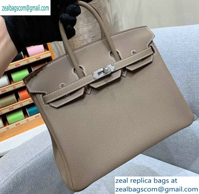 Hermes Birkin 25cm Bag in Original Togo Leather Elephant Gray - Click Image to Close