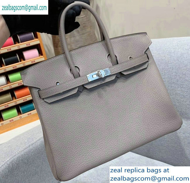 Hermes Birkin 25cm Bag in Original Togo Leather Light Gray - Click Image to Close