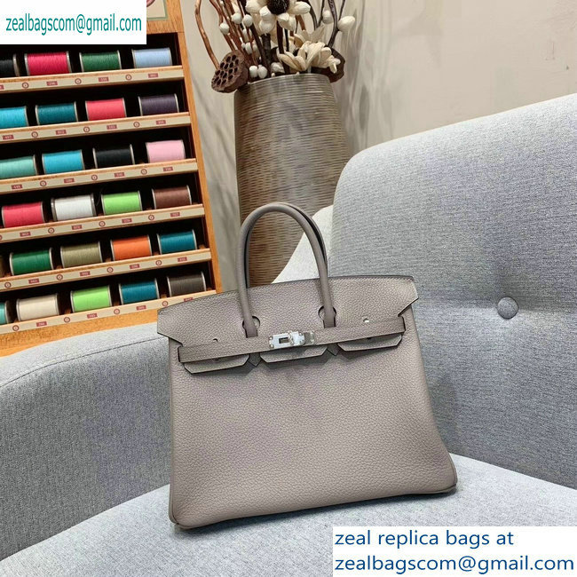 Hermes Birkin 25cm Bag in Original Togo Leather Light Gray