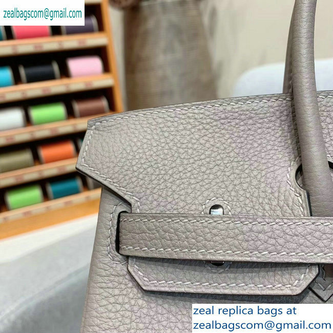 Hermes Birkin 25cm Bag in Original Togo Leather Light Gray