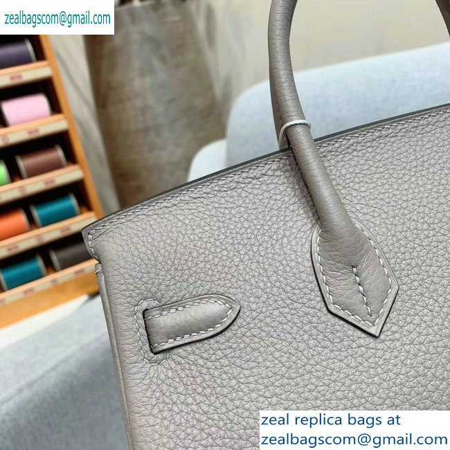 Hermes Birkin 25cm Bag in Original Togo Leather Light Gray - Click Image to Close