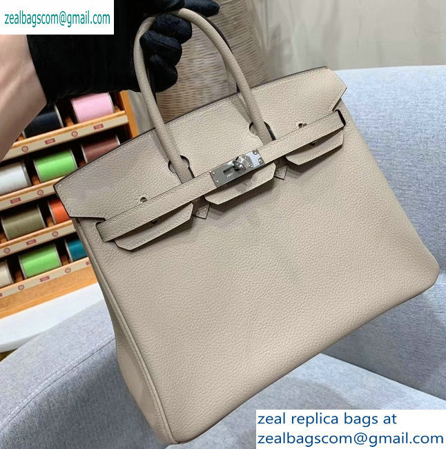 Hermes Birkin 25cm Bag in Original Togo Leather Pale Gray