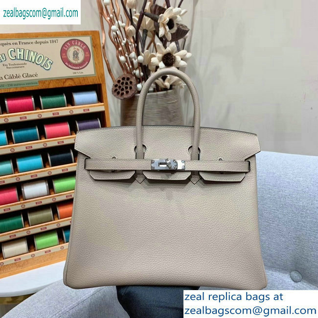 Hermes Birkin 25cm Bag in Original Togo Leather Pale Gray - Click Image to Close