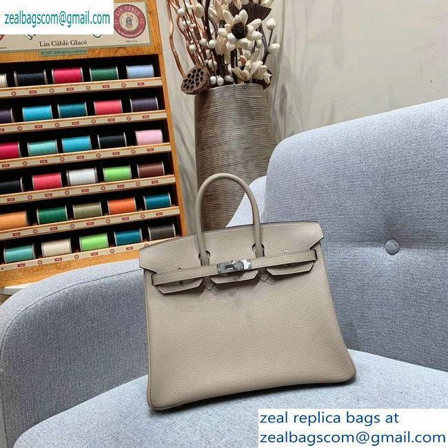 Hermes Birkin 25cm Bag in Original Togo Leather Pale Gray