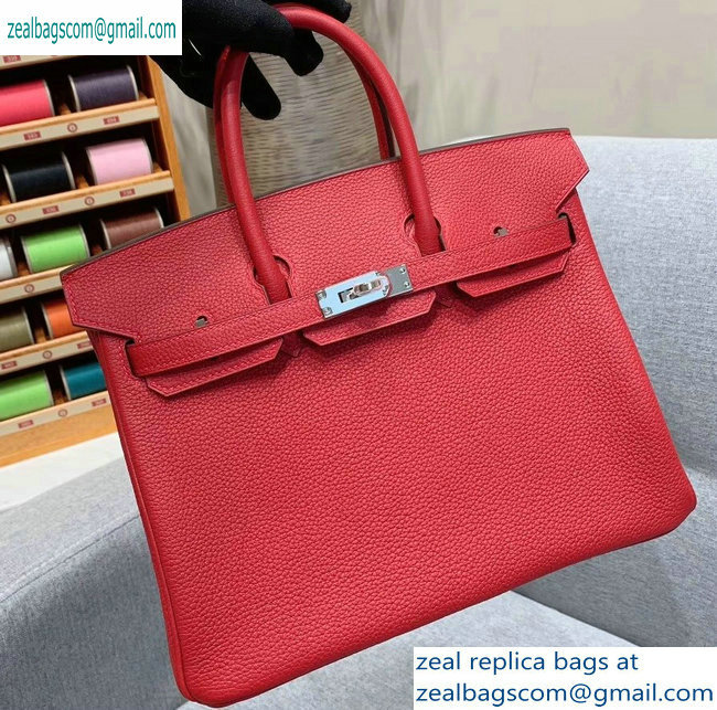 Hermes Birkin 25cm Bag in Original Togo Leather Red