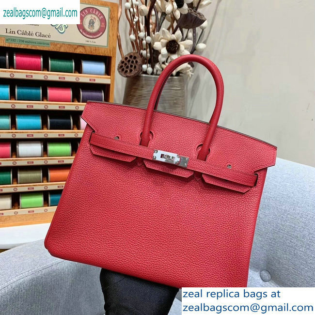 Hermes Birkin 25cm Bag in Original Togo Leather Red