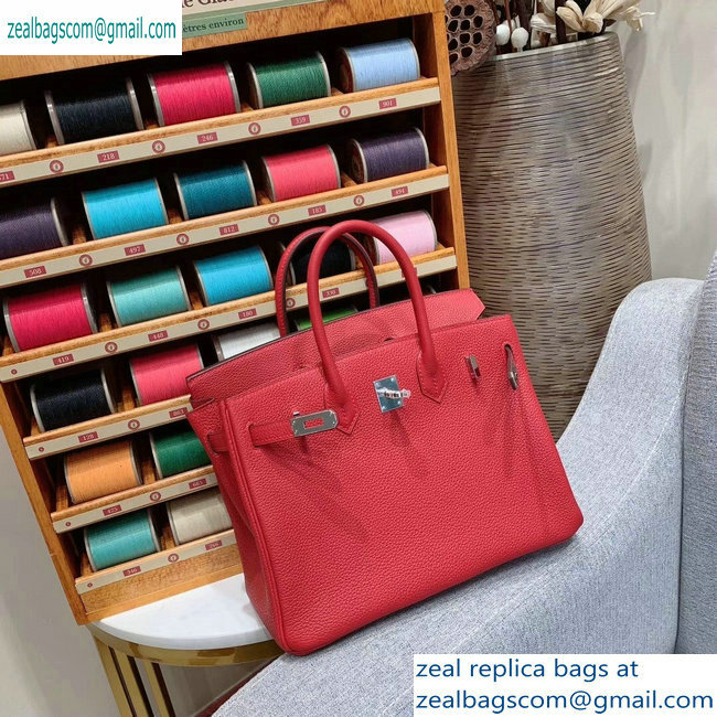 Hermes Birkin 25cm Bag in Original Togo Leather Red - Click Image to Close