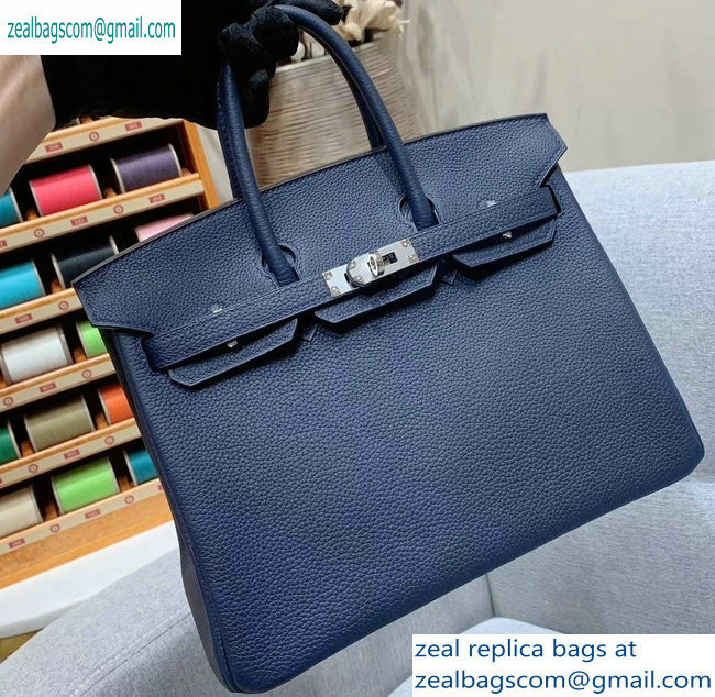 Hermes Birkin 25cm Bag in Original Togo Leather Royal Blue