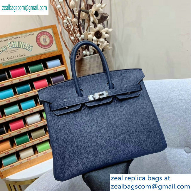 Hermes Birkin 25cm Bag in Original Togo Leather Royal Blue - Click Image to Close