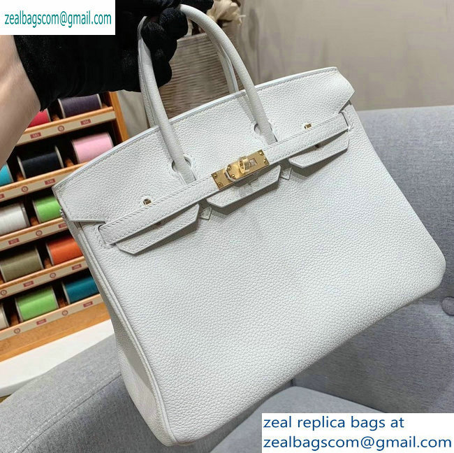 Hermes Birkin 25cm Bag in Original Togo Leather White - Click Image to Close