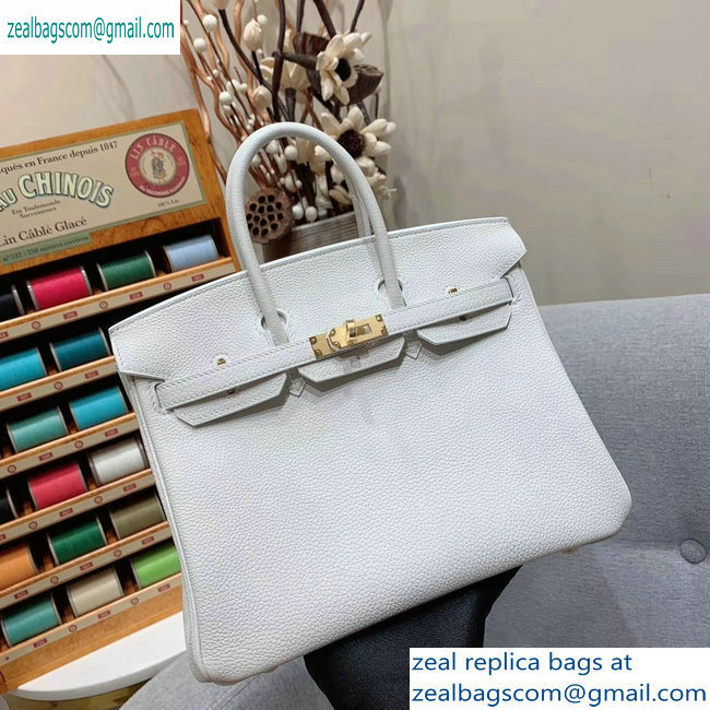 Hermes Birkin 25cm Bag in Original Togo Leather White