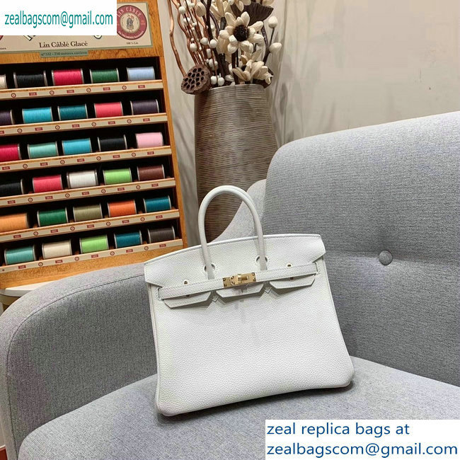 Hermes Birkin 25cm Bag in Original Togo Leather White - Click Image to Close
