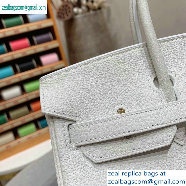 Hermes Birkin 25cm Bag in Original Togo Leather White - Click Image to Close
