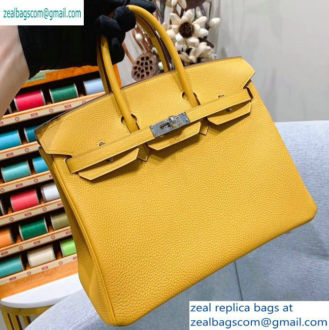 Hermes Birkin 25cm Bag in Original Togo Leather Yellow - Click Image to Close