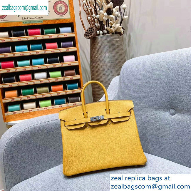 Hermes Birkin 25cm Bag in Original Togo Leather Yellow - Click Image to Close