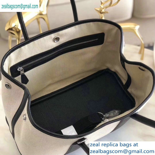 Hermes Canvas Garden Party 30/36 Bag Black/Creamy