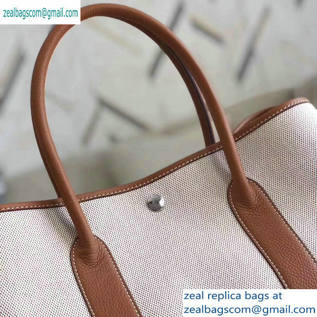 Hermes Canvas Garden Party 30/36 Bag Brown/Creamy
