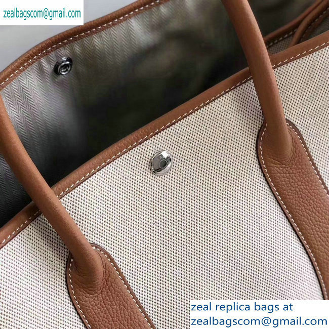 Hermes Canvas Garden Party 30/36 Bag Brown/Creamy