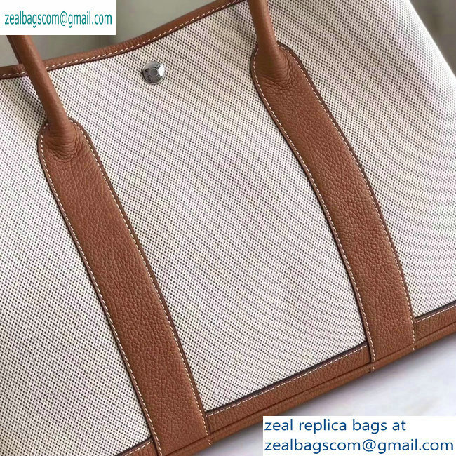 Hermes Canvas Garden Party 30/36 Bag Brown/Creamy