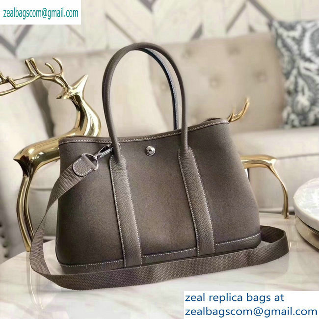 Hermes Canvas Garden Party 30/36 Bag Etoupe