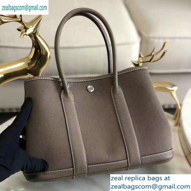 Hermes Canvas Garden Party 30/36 Bag Etoupe