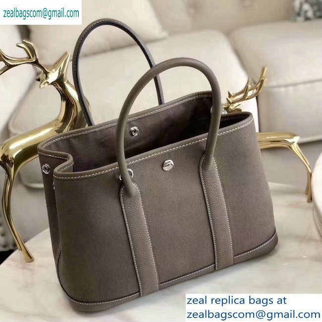 Hermes Canvas Garden Party 30/36 Bag Etoupe