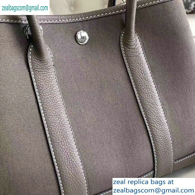 Hermes Canvas Garden Party 30/36 Bag Etoupe