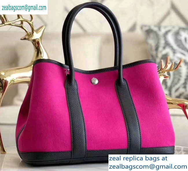 Hermes Canvas Garden Party 30/36 Bag Fuchsia - Click Image to Close