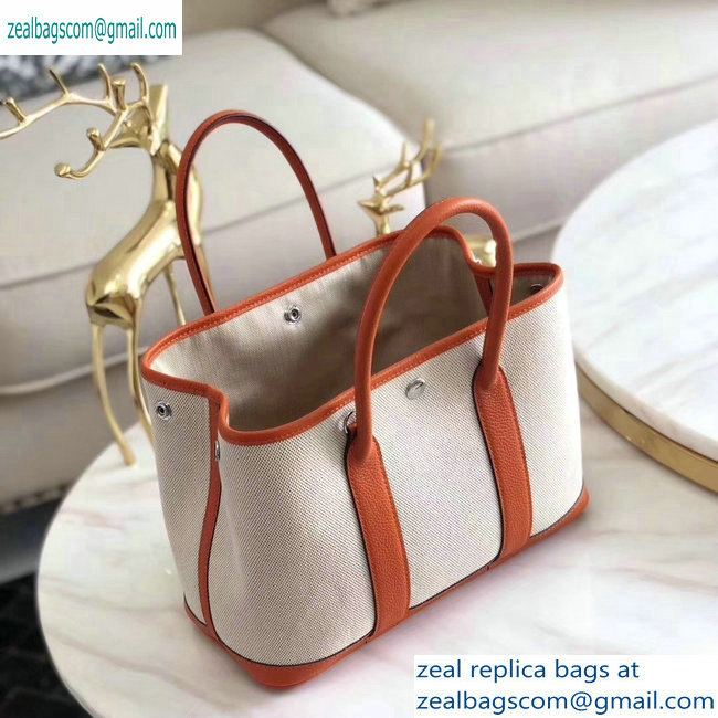 Hermes Canvas Garden Party 30/36 Bag Orange/Creamy