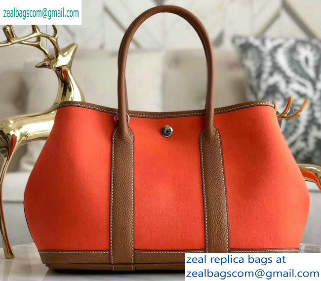 Hermes Canvas Garden Party 30/36 Bag Orange - Click Image to Close