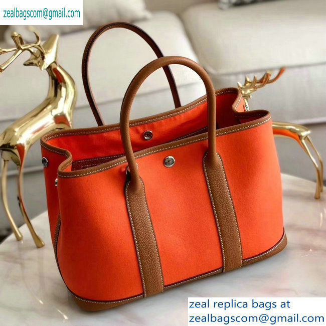 Hermes Canvas Garden Party 30/36 Bag Orange