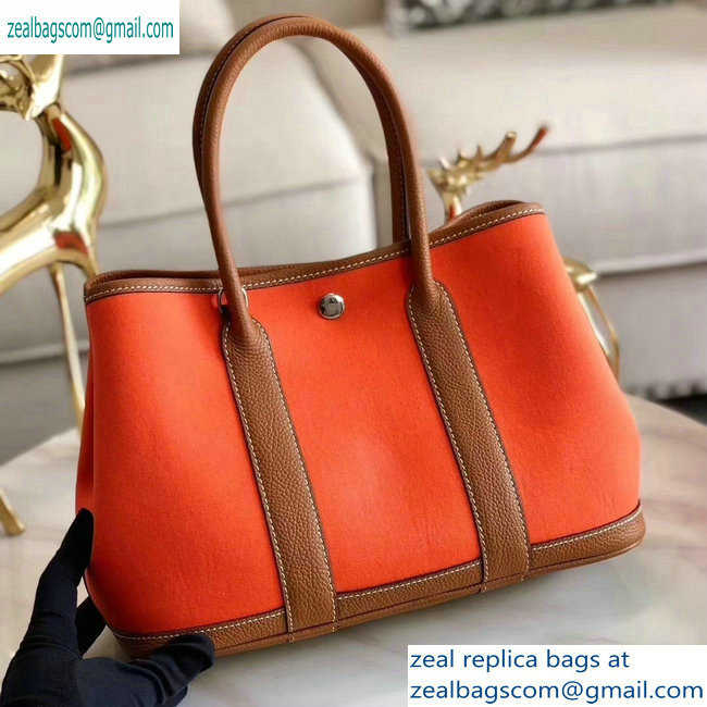 Hermes Canvas Garden Party 30/36 Bag Orange - Click Image to Close